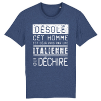 Thumbnail for Désolé cet homme est pris par une Italienne qui déchire - T-shirt coton bio 100 % - imprimé FR - Ici & Là - T-shirts & Souvenirs de chez toi