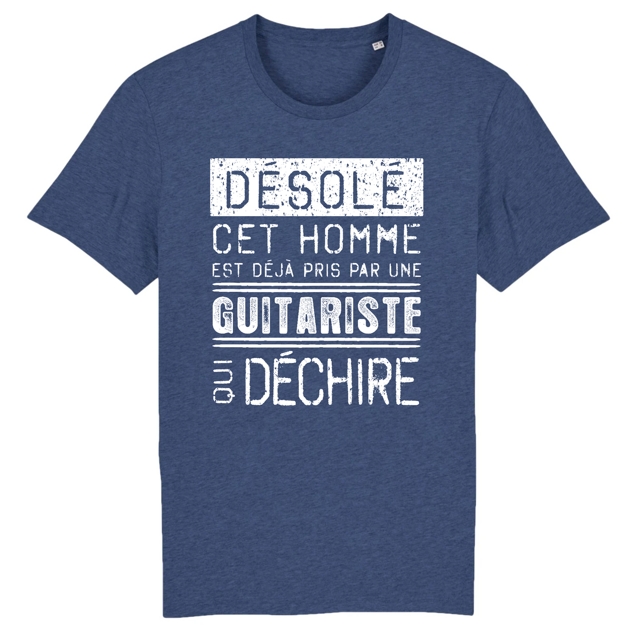 Désolé cet homme est pris par une guitariste qui déchire - T-shirt coton bio 100 % - imprimé FR collection Guitare - Ici & Là - T-shirts & Souvenirs de chez toi