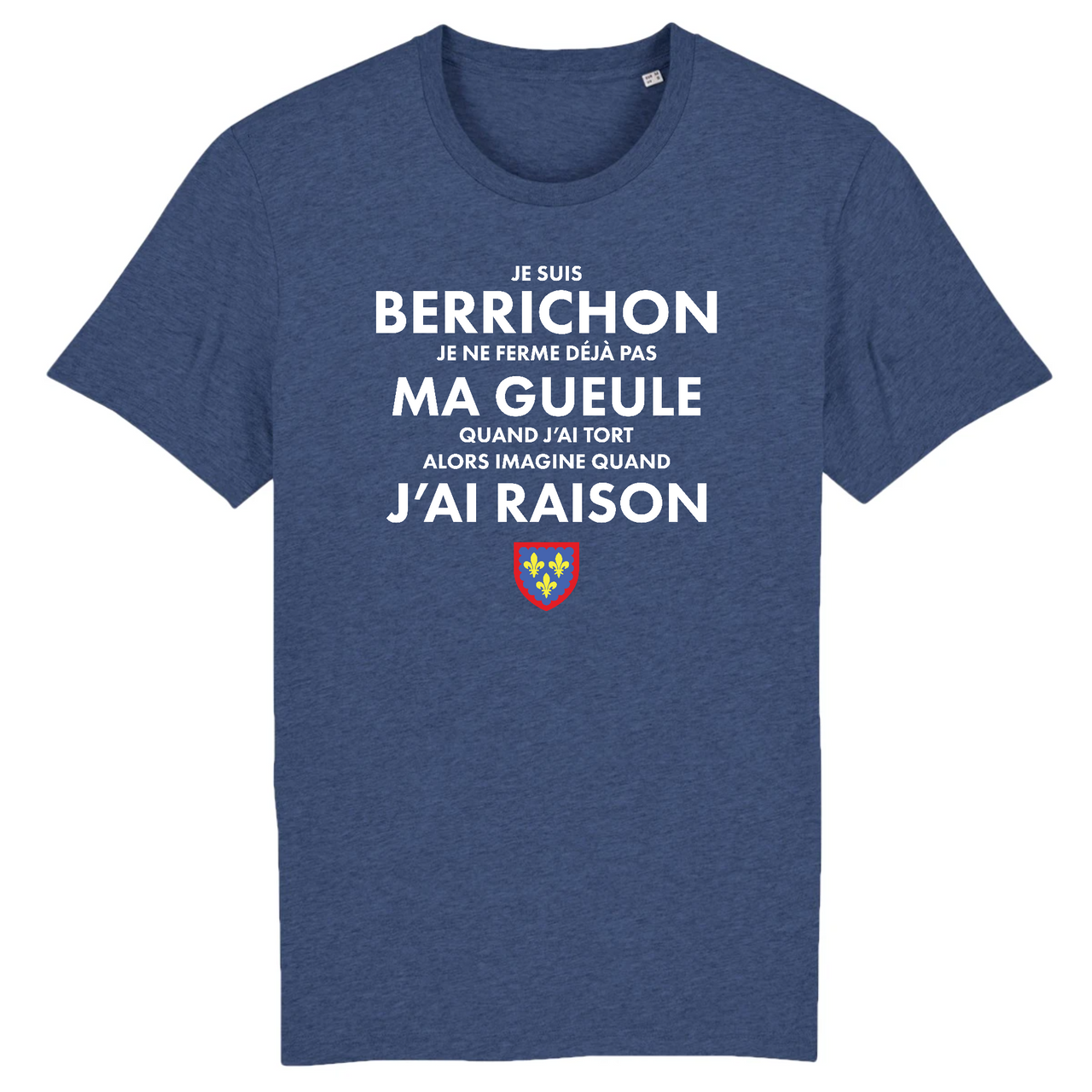 T-shirt Berrichon indigo - Je ne ferme pas ma gueule