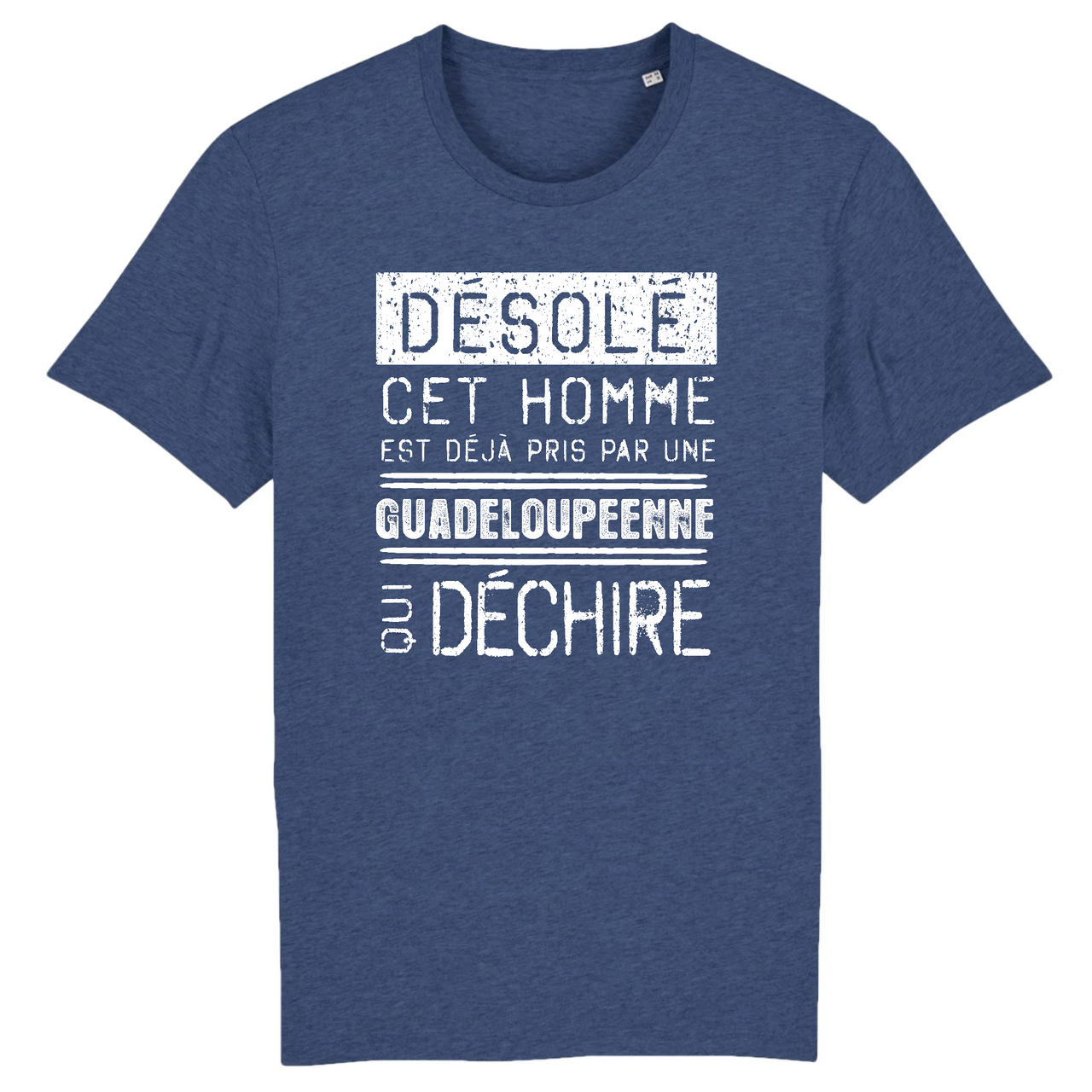 Désolé cet homme est pris par une Guadeloupéenne qui déchire - T-shirt coton bio 100 % - imprimé FR - Ici & Là - T-shirts & Souvenirs de chez toi