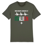 Mon groupe Sanguin est Italien Plus - t-shirt unisexe coton bio - Imprimé FR - Ici & Là - T-shirts & Souvenirs de chez toi