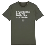 Si tu ne sais pas où tu vas, Rappelle toi d'où tu viens - T-shirt unisexe coton bio - imprimé FR - Ici & Là - T-shirts & Souvenirs de chez toi