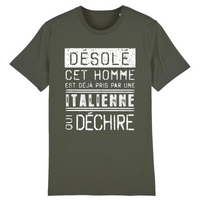 Thumbnail for Désolé cet homme est pris par une Italienne qui déchire - T-shirt coton bio 100 % - imprimé FR - Ici & Là - T-shirts & Souvenirs de chez toi