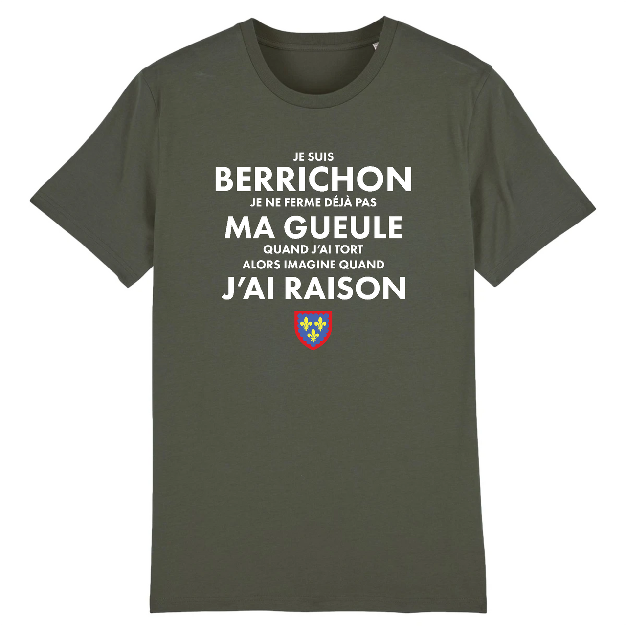 T-shirt Berrichon kaki - Je ne ferme pas ma gueule