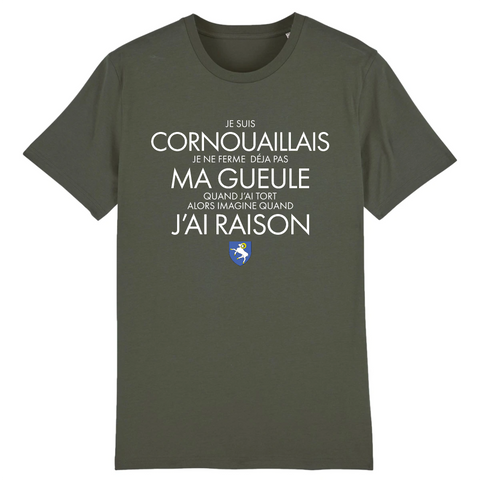 Je suis Cornouaillais, je ne ferme pas ma gueule - Cornouailles - Bretagne - T-shirt coton bio - imprimé fr - Ici & Là - T-shirts & Souvenirs de chez toi