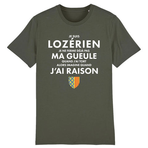 Je suis Lozérien je ne ferme déjà pas ma gueule - T-shirt Coton bio -imprimé dans le Midi - Ici & Là - T-shirts & Souvenirs de chez toi