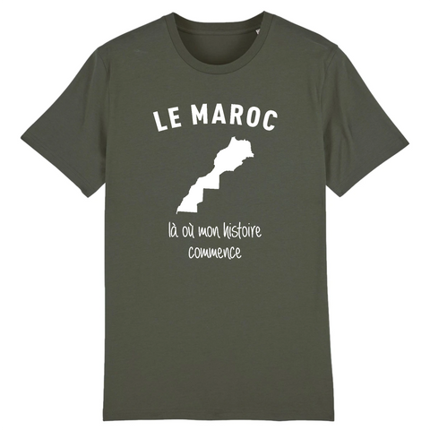 Le Maroc Là où mon histoire commence - T-shirt unisexe coton bio - imprimé FR - Ici & Là - T-shirts & Souvenirs de chez toi