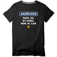 Thumbnail for Ardéchois, mais, ou, et, donc, mon, ri, car - T-shirt standard - imprimé dans le Midi - Ici & Là - T-shirts & Souvenirs de chez toi