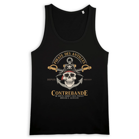 Pirates des Antilles (Haiti, Guadeloupe, Martinique, Saint Martin, Sainte Lucie) - Débardeur coton bio - imprimé FR - Ici & Là - T-shirts & Souvenirs de chez toi