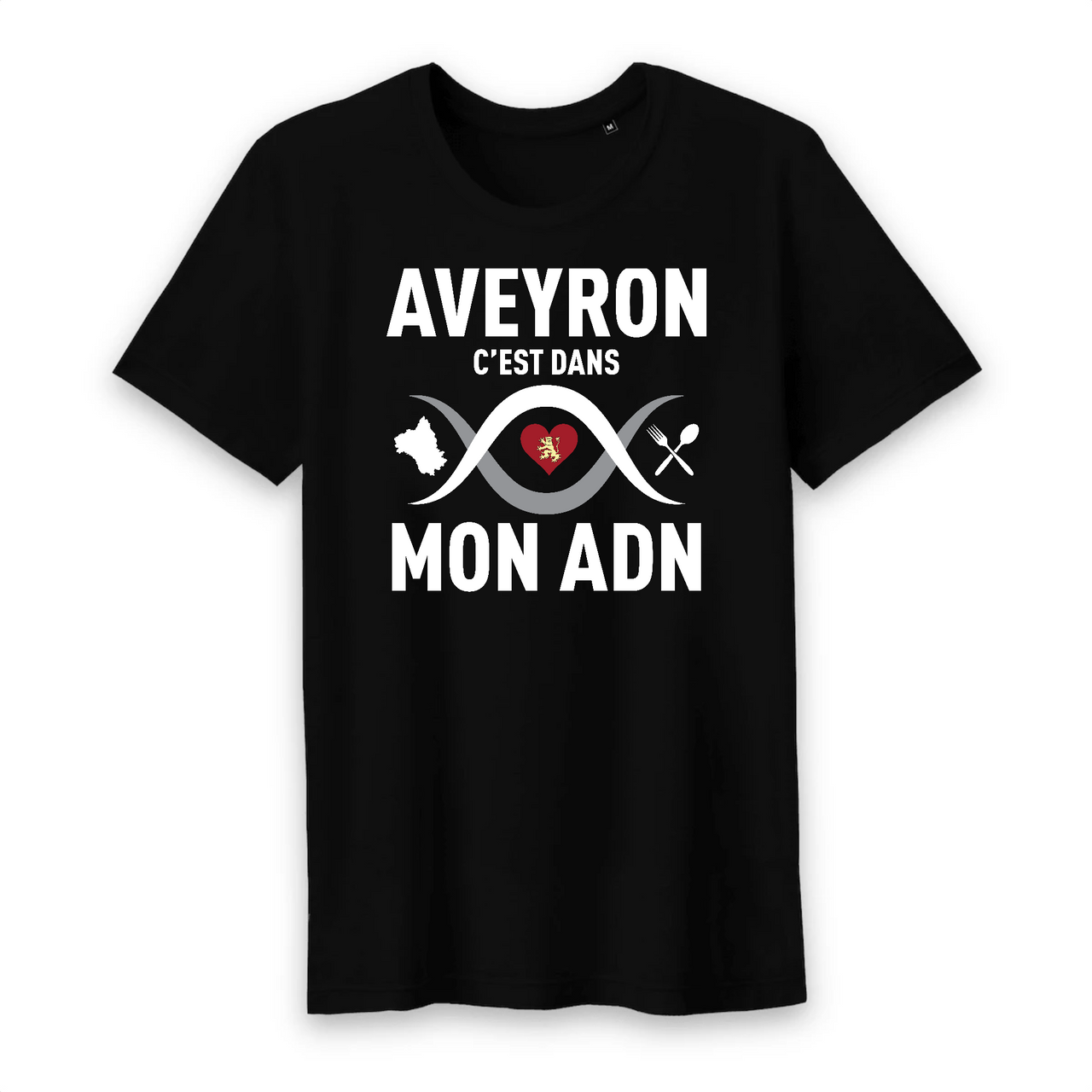 Aveyron c'est dans mon ADN - T-shirt coton bio 100 % - imprimé dans le Midi - Ici & Là - T-shirts & Souvenirs de chez toi