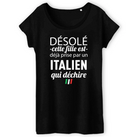 Thumbnail for Désolé cette fille est déjà prise par un Italien qui déchire - T-shirt coton bio - impression FR - Ici & Là - T-shirts & Souvenirs de chez toi