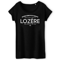 Thumbnail for Aucune femme n'est parfaite - Lozère - T-shirt femme col rond coton bio 100 % imprimé dans le Midi - Ici & Là - T-shirts & Souvenirs de chez toi