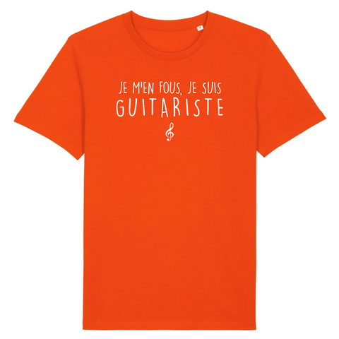 Je m'en fous je suis Guitariste - T-shirt coton Bio 100 % - Imprimé FR - Ici & Là - T-shirts & Souvenirs de chez toi