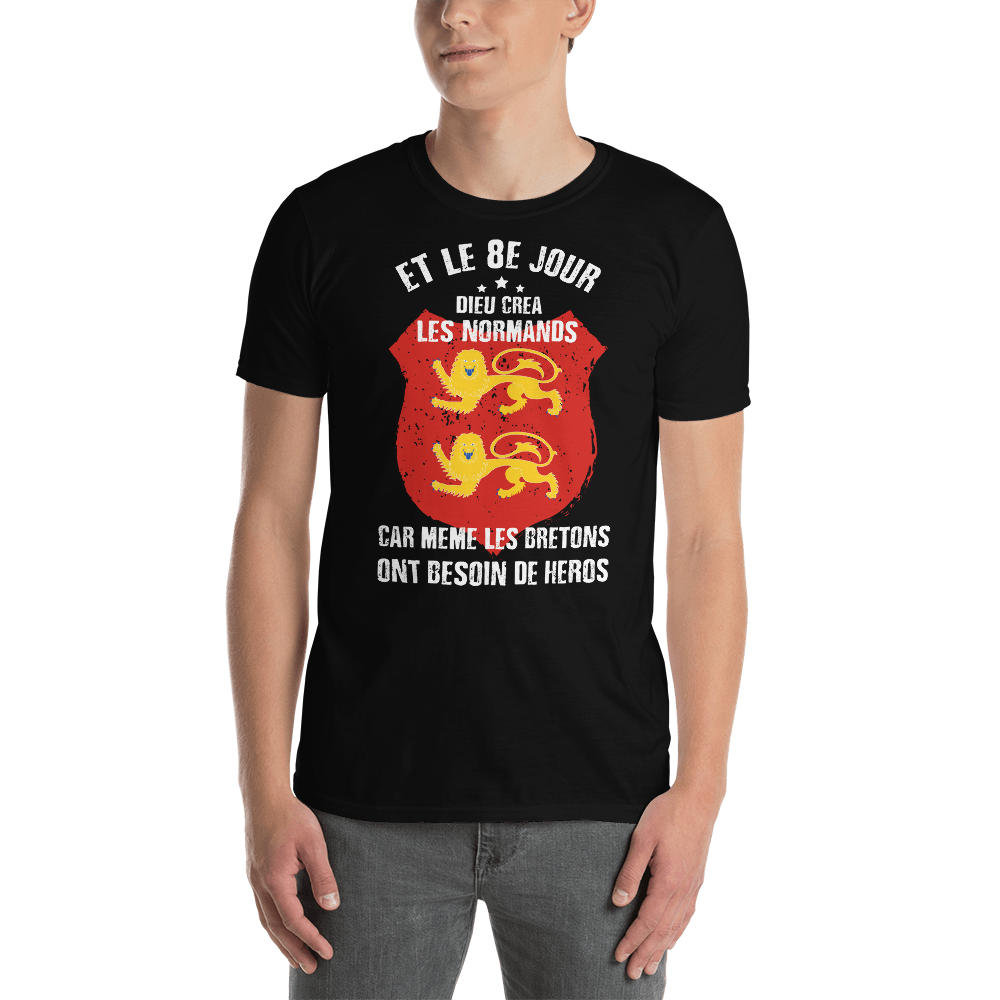 T-shirt Normandie noir dos - Et le 8e jour Dieu créa les Normands