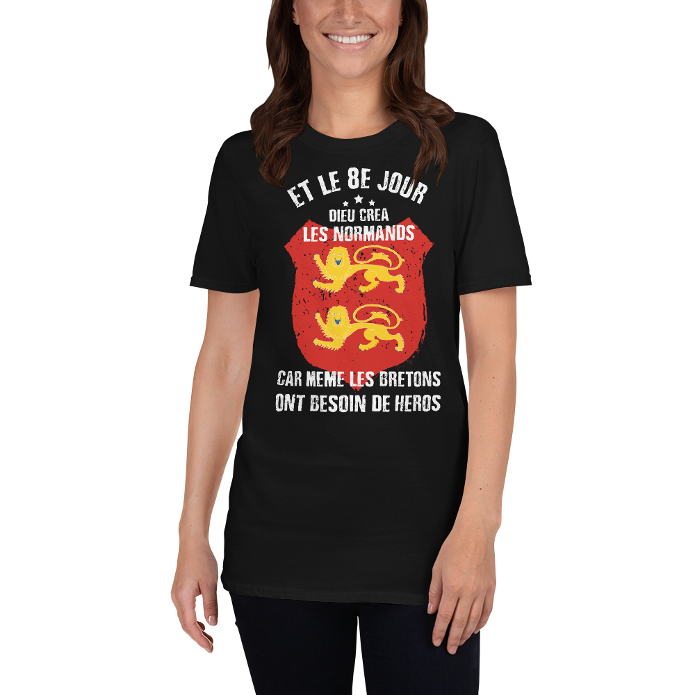 T-shirt Normandie gris foncé dos - Et le 8e jour Dieu créa les Normands