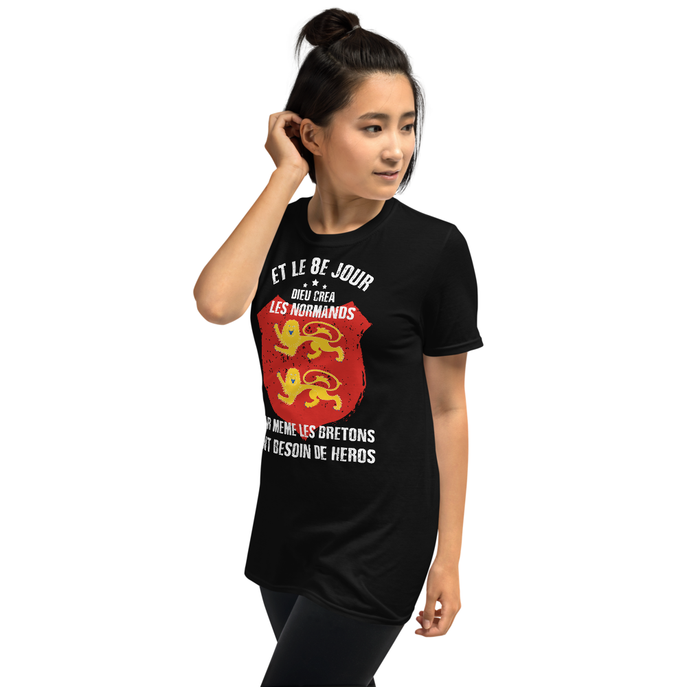 T-shirt Normandie bleu marine dos - Et le 8e jour Dieu créa les Normands