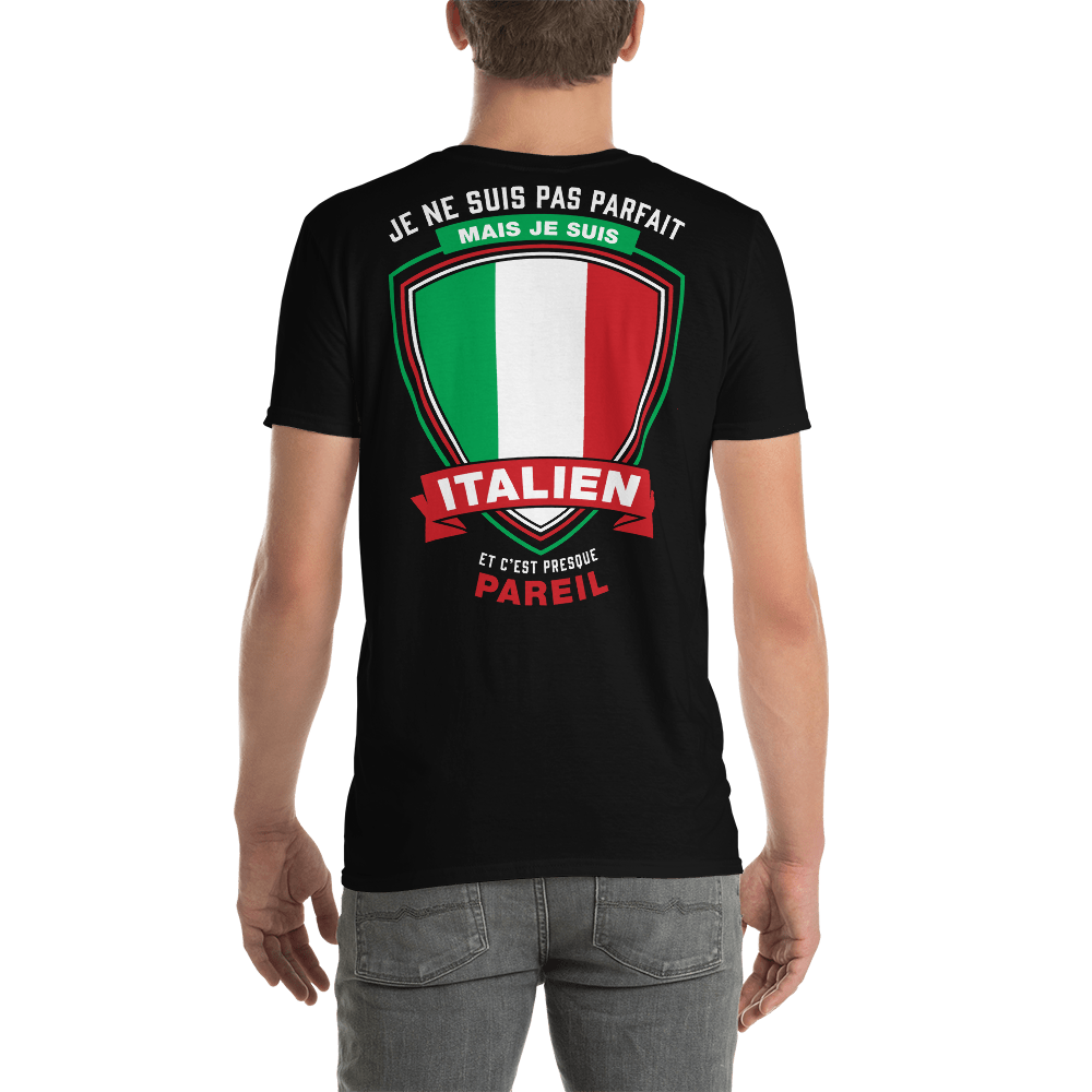 T-shirt Italie gris foncé - Je ne suis pas parfait, je suis Italien dos