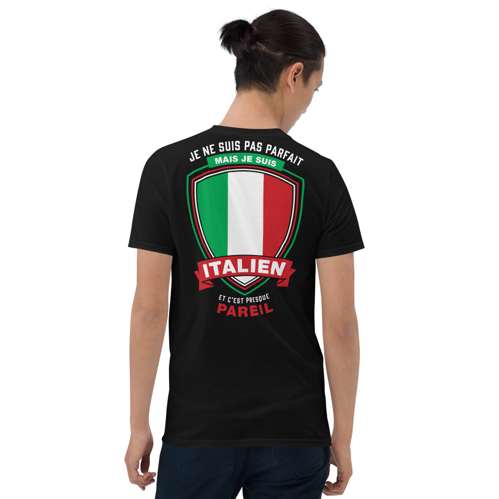 T-shirt Italie gris sportif - Je ne suis pas parfait, je suis Italien face