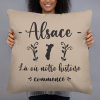 Thumbnail for Coussin décoratif Alsace : Là où notre histoire commence - Ici & Là - T-shirts & Souvenirs de chez toi