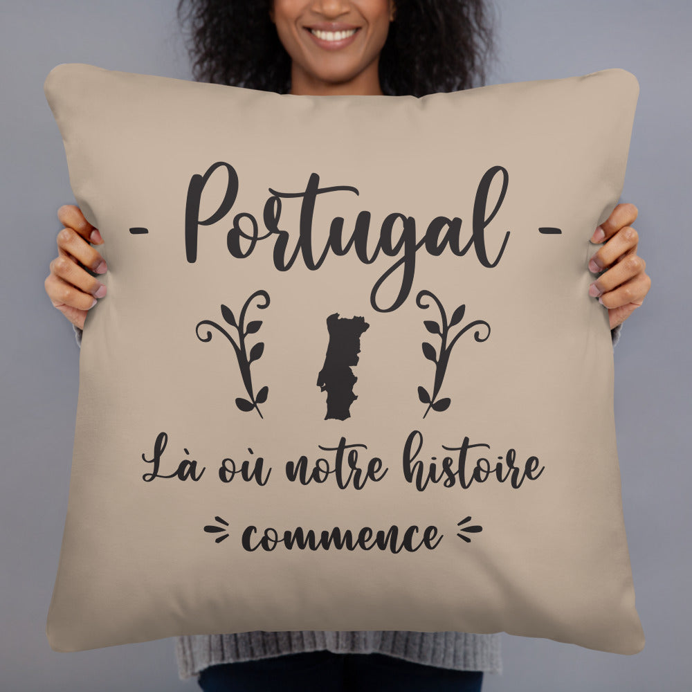 Coussin décoratif Portugal, Là où notre histoire commence - Ici & Là - T-shirts & Souvenirs de chez toi