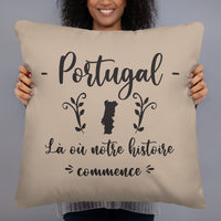 Thumbnail for Coussin décoratif Portugal, Là où notre histoire commence - Ici & Là - T-shirts & Souvenirs de chez toi