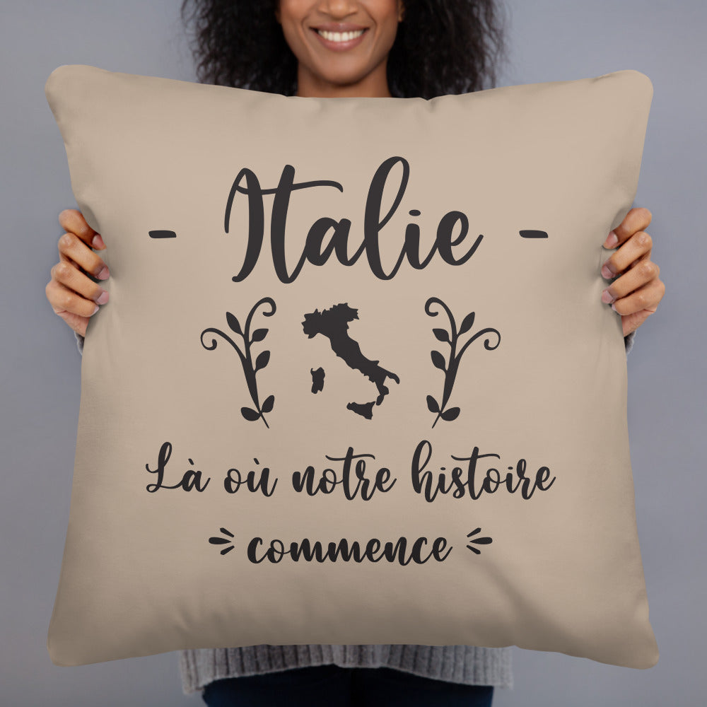 Coussin décoratif Italie, Là où notre histoire commence - Ici & Là - T-shirts & Souvenirs de chez toi