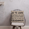 Coussin Cévennes beige - j'entends des voix, 55 x 55 cm
