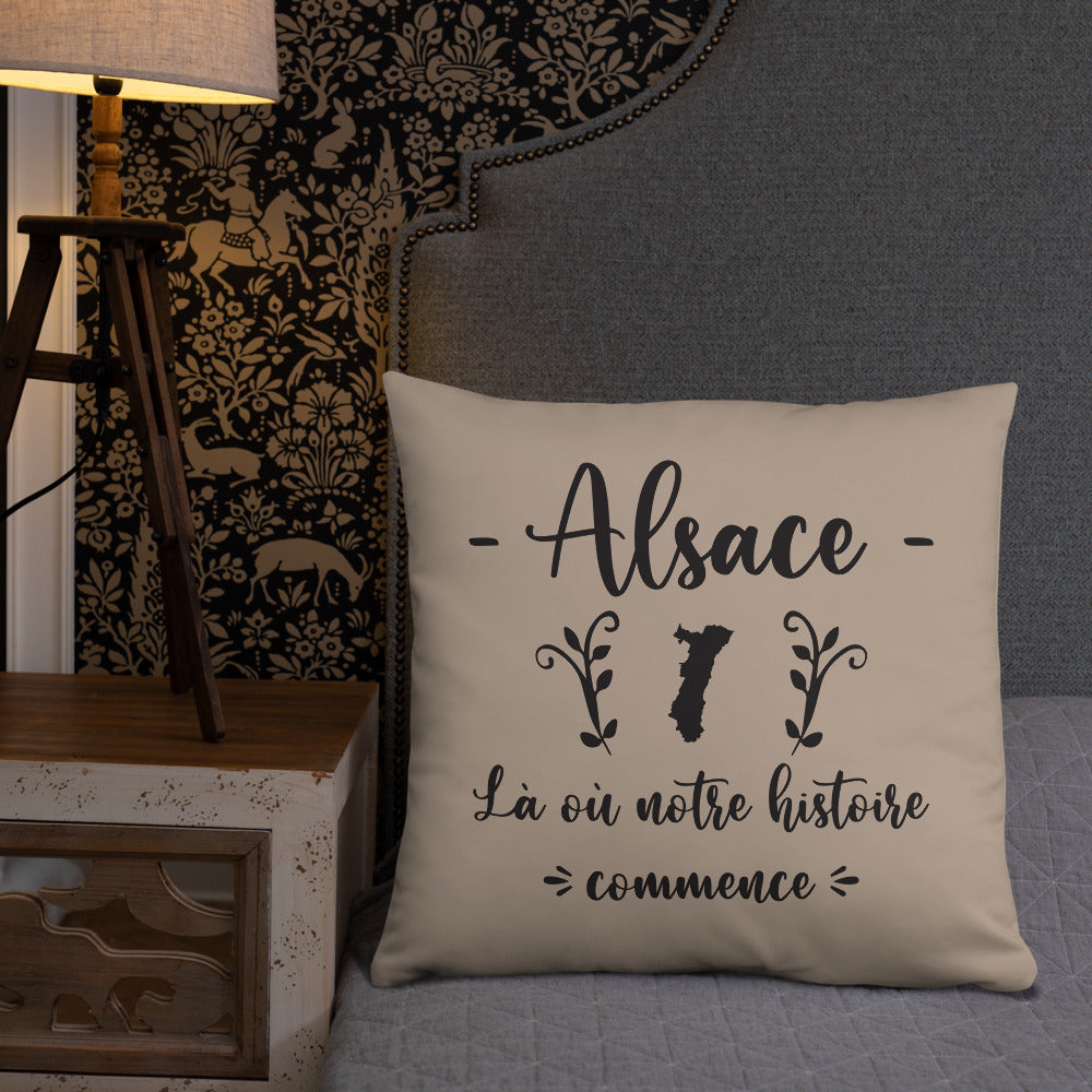 Coussin décoratif Alsace : Là où notre histoire commence - Ici & Là - T-shirts & Souvenirs de chez toi