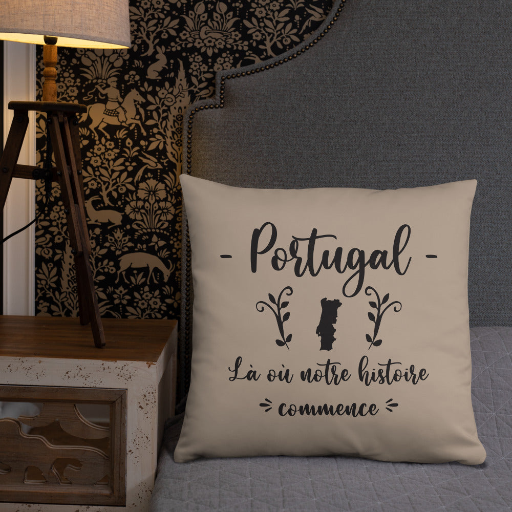 Coussin décoratif Portugal, Là où notre histoire commence - Ici & Là - T-shirts & Souvenirs de chez toi