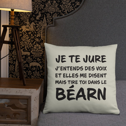 Coussin décoratif Béarn, j'entends des voix 55x55 cm - Ici & Là - T-shirts & Souvenirs de chez toi