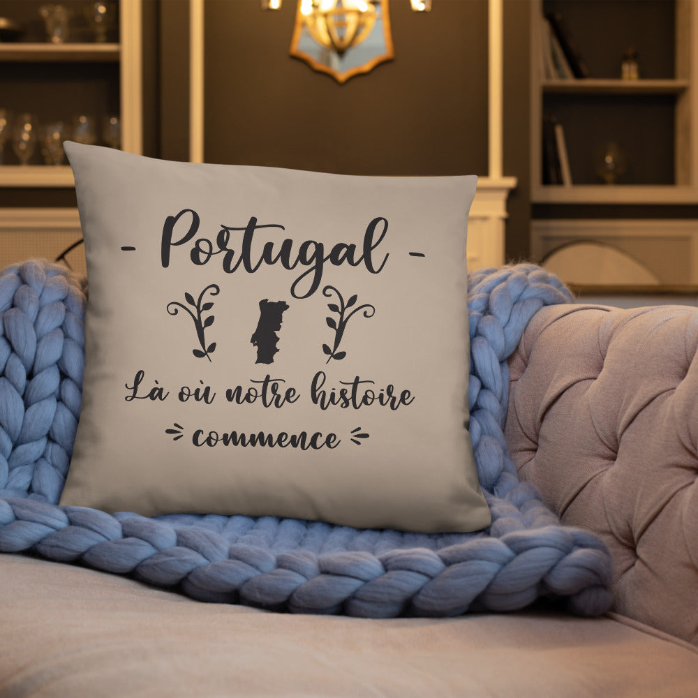 Coussin décoratif Portugal, Là où notre histoire commence - Ici & Là - T-shirts & Souvenirs de chez toi