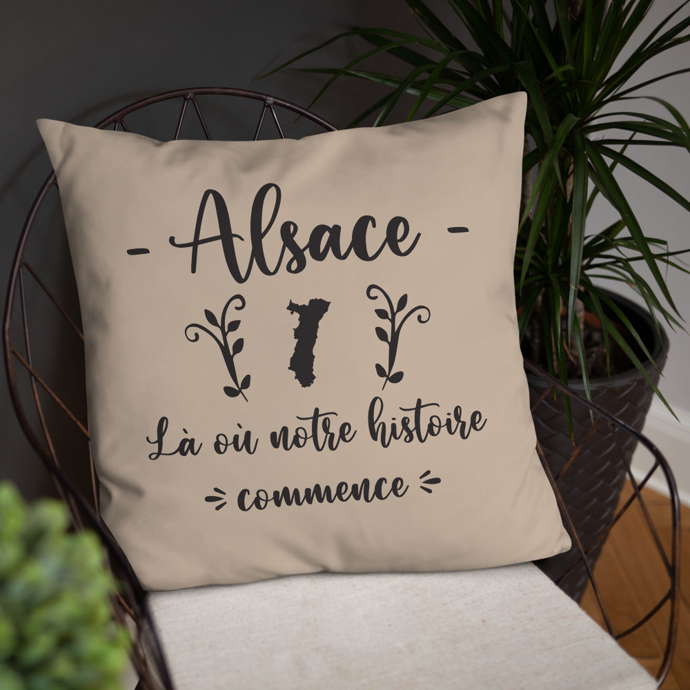 Coussin décoratif Alsace : Là où notre histoire commence - Ici & Là - T-shirts & Souvenirs de chez toi