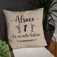 Thumbnail for Coussin décoratif Alsace : Là où notre histoire commence - Ici & Là - T-shirts & Souvenirs de chez toi