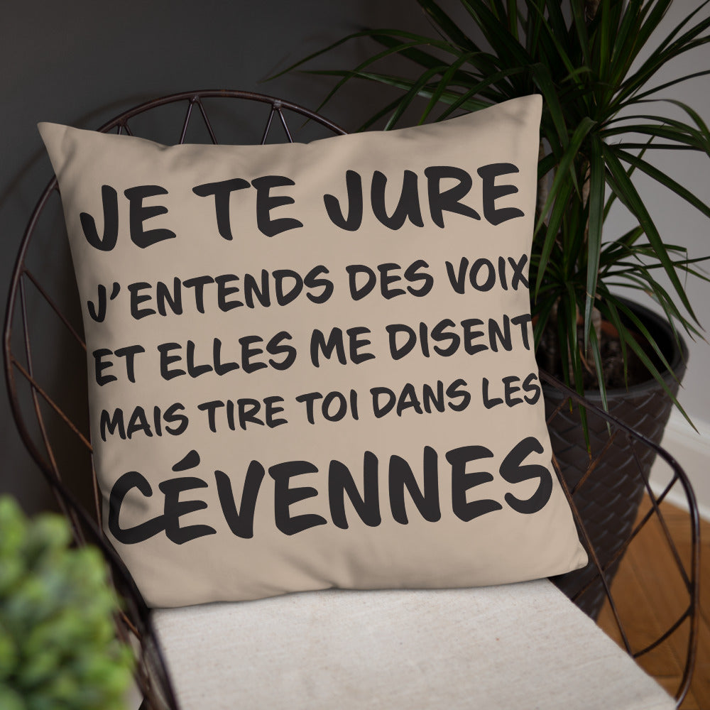 Coussin décoratif Cévennes, j'entends des voix - 55 x 55 cm - Ici & Là - T-shirts & Souvenirs de chez toi