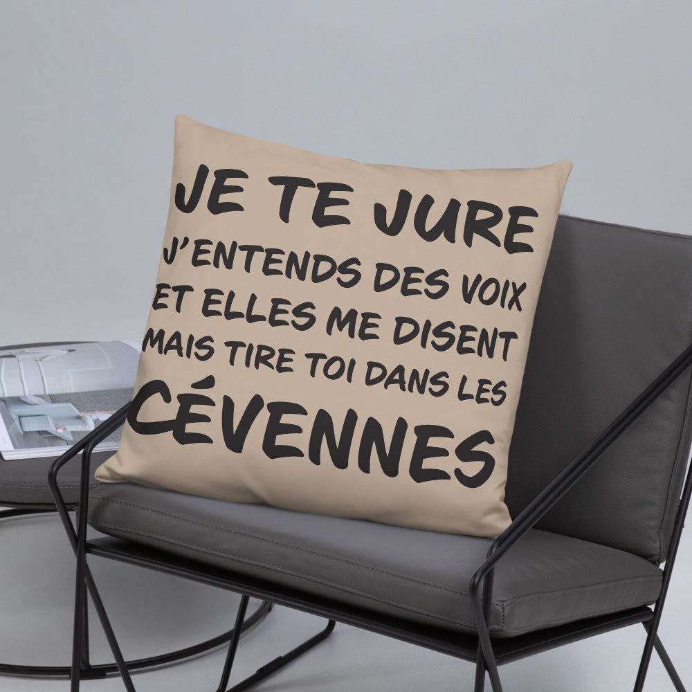 Coussin décoratif Cévennes, j'entends des voix - 55 x 55 cm - Ici & Là - T-shirts & Souvenirs de chez toi