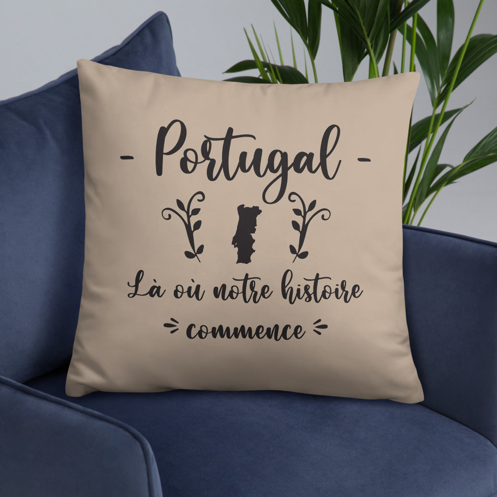 Coussin décoratif Portugal, Là où notre histoire commence - Ici & Là - T-shirts & Souvenirs de chez toi