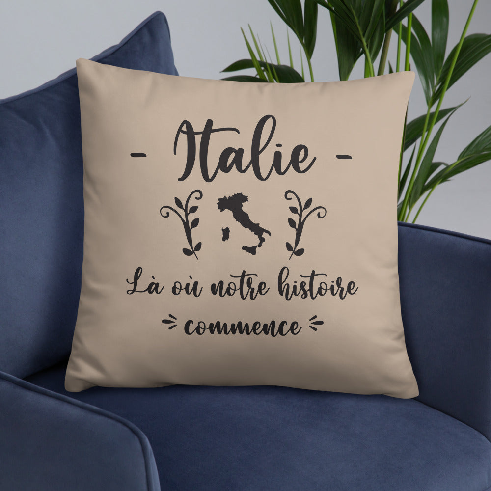 Coussin décoratif Italie, Là où notre histoire commence - Ici & Là - T-shirts & Souvenirs de chez toi