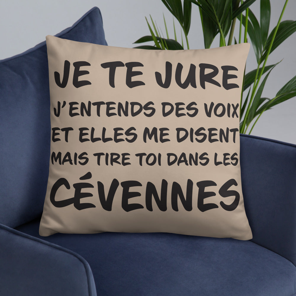 Coussin décoratif Cévennes, j'entends des voix - 55 x 55 cm - Ici & Là - T-shirts & Souvenirs de chez toi