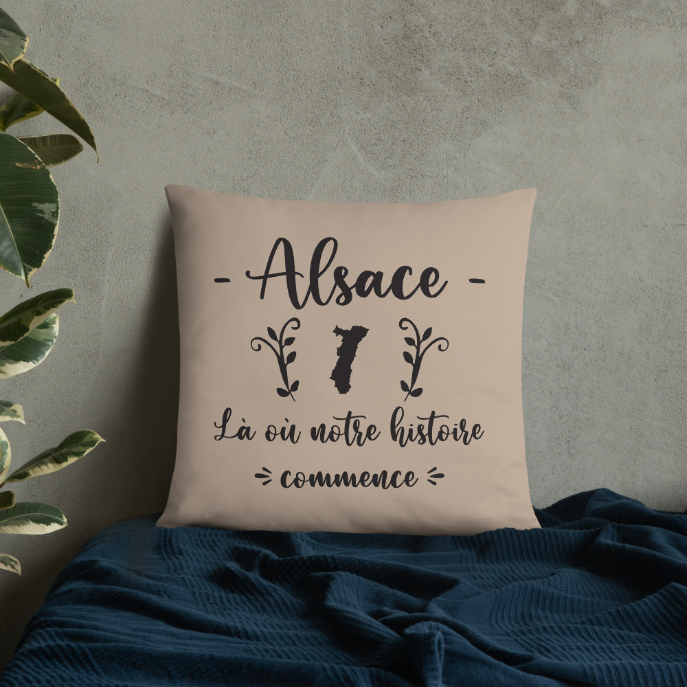 Coussin décoratif Alsace : Là où notre histoire commence - Ici & Là - T-shirts & Souvenirs de chez toi