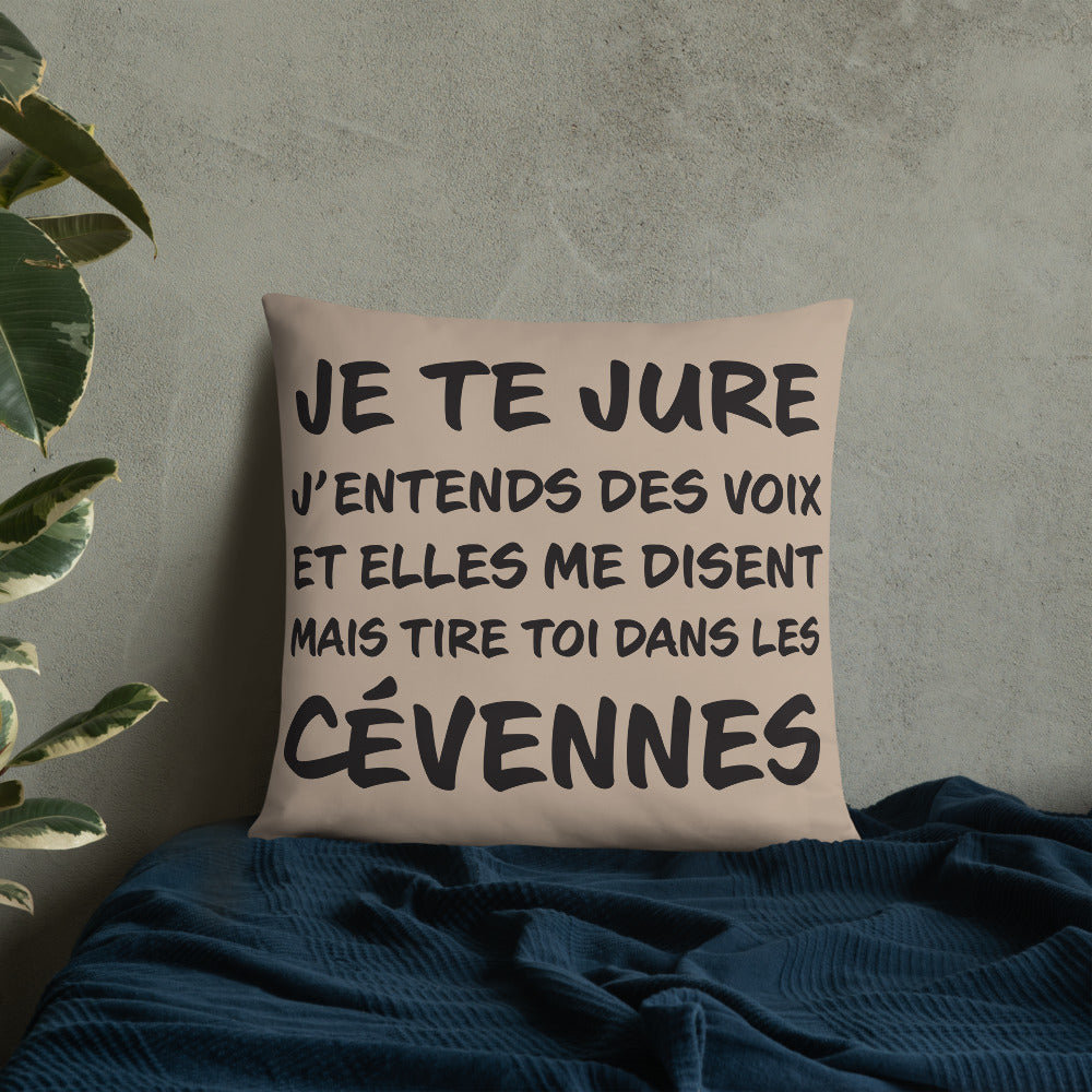 Coussin décoratif Cévennes, j'entends des voix - 55 x 55 cm - Ici & Là - T-shirts & Souvenirs de chez toi