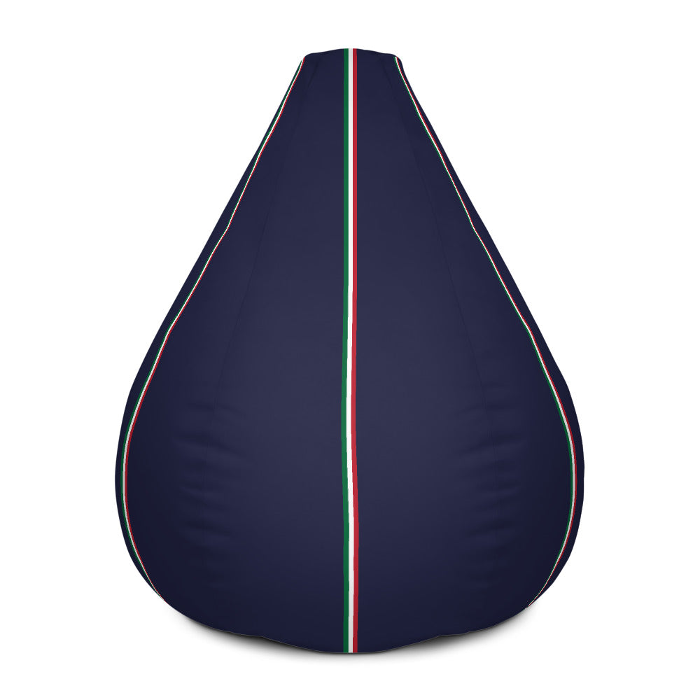 Pouf fauteuil-poire Italie bleu nuit dos - décoré à l'italienne