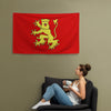 Drapeau Aveyron Rouergue rouge - lion léopardé sur fond rouge