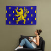 Drapeau Franche-Comté bleu et jaune - Lion couronné en or