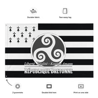 Thumbnail for Drapeau Breton PREMIUM - Humour & décoration - République Bretonne et Kouign Amann