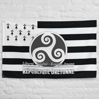 Thumbnail for Drapeau Breton PREMIUM - Humour & décoration - République Bretonne et Kouign Amann