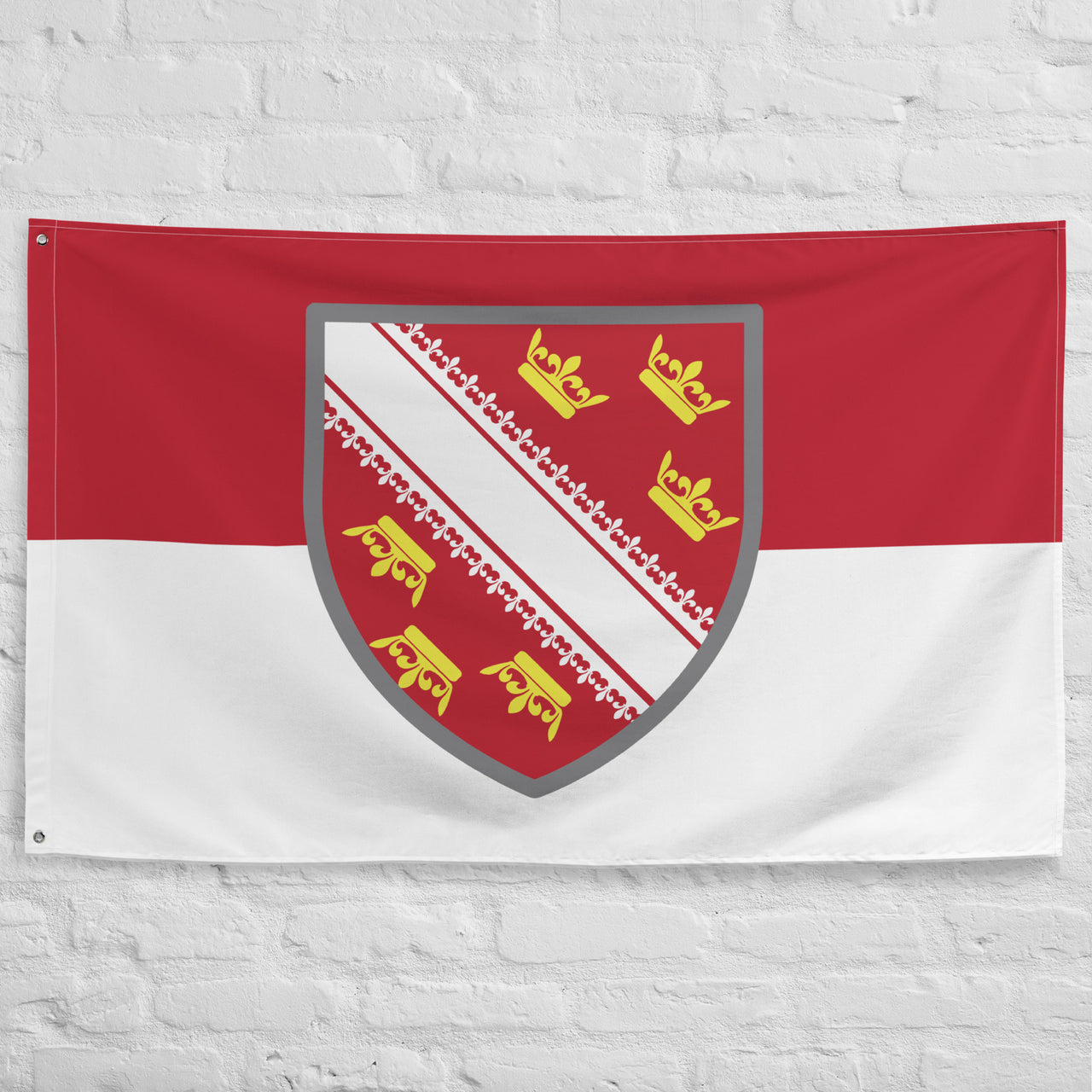 Drapeau Alsacien Rot un Wiss avec Blason - PREMIUM - Décoration Alsace