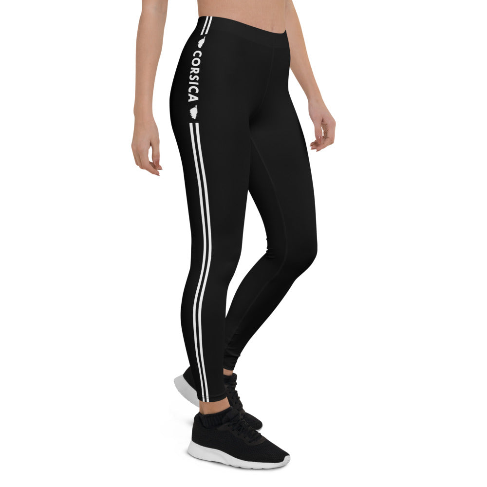 Leggings Corse noir dos - Liseré blanc et mention de Corsica