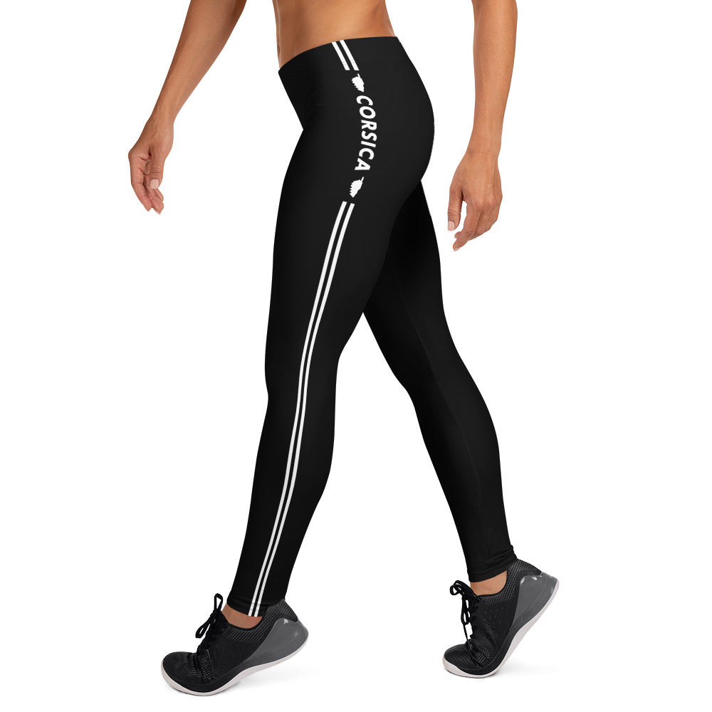 Leggings Corse noir dos - Liseré blanc et mention de Corsica