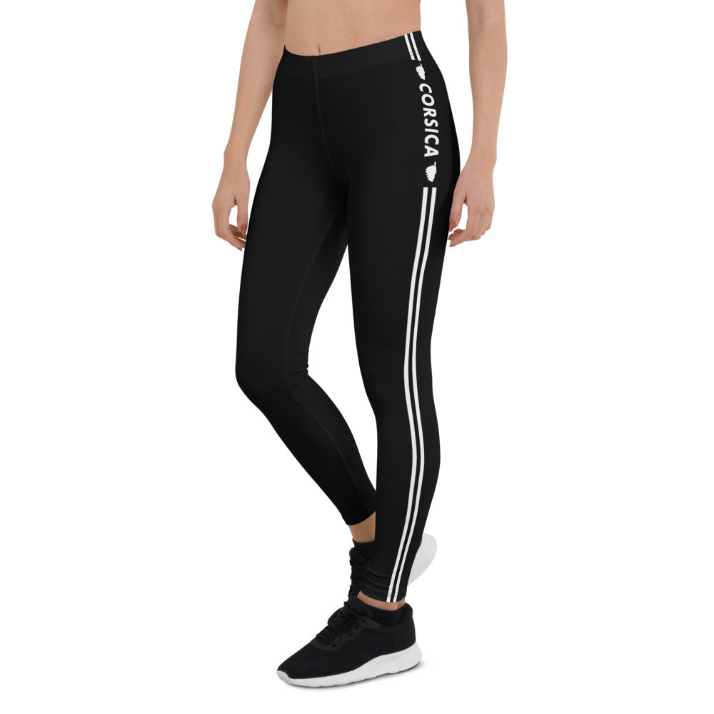 Leggings Corse noir - Liseré blanc et mention de Corsica