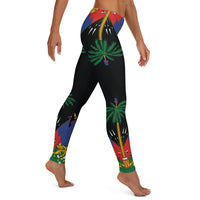 Thumbnail for Leggings Haïti vert - Drapeau haïtien élégant